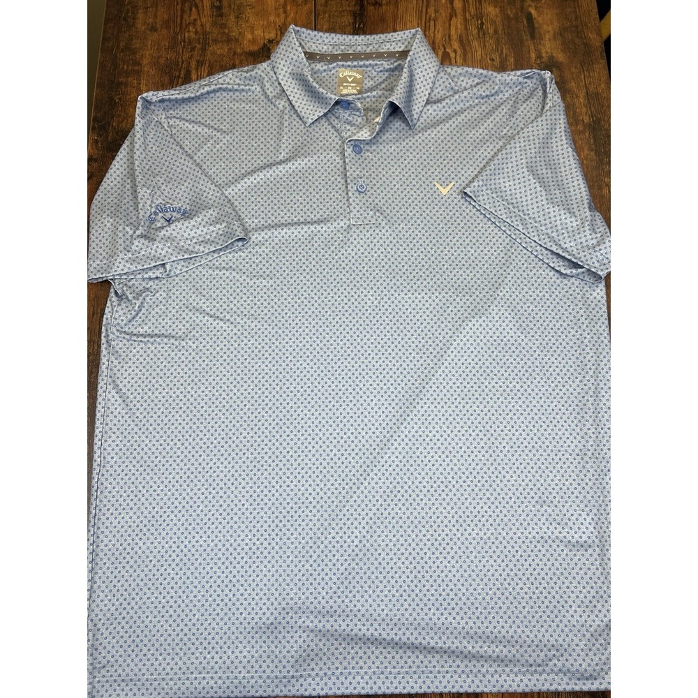 Callaway Opt-Dri Polo Golf Shirt Men Sz XL Blue Geometric Short Sleeve